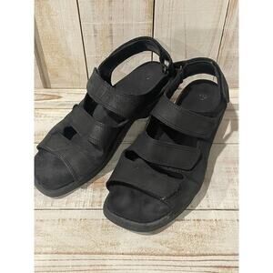 Ecco Shock Black Suede Sandals Women's‎ Shoe Size EU40 US 9.5